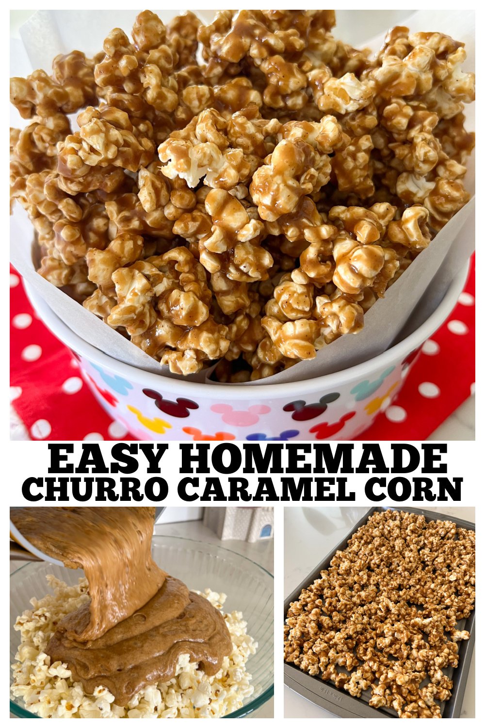 photo collage of caramel corn recipe