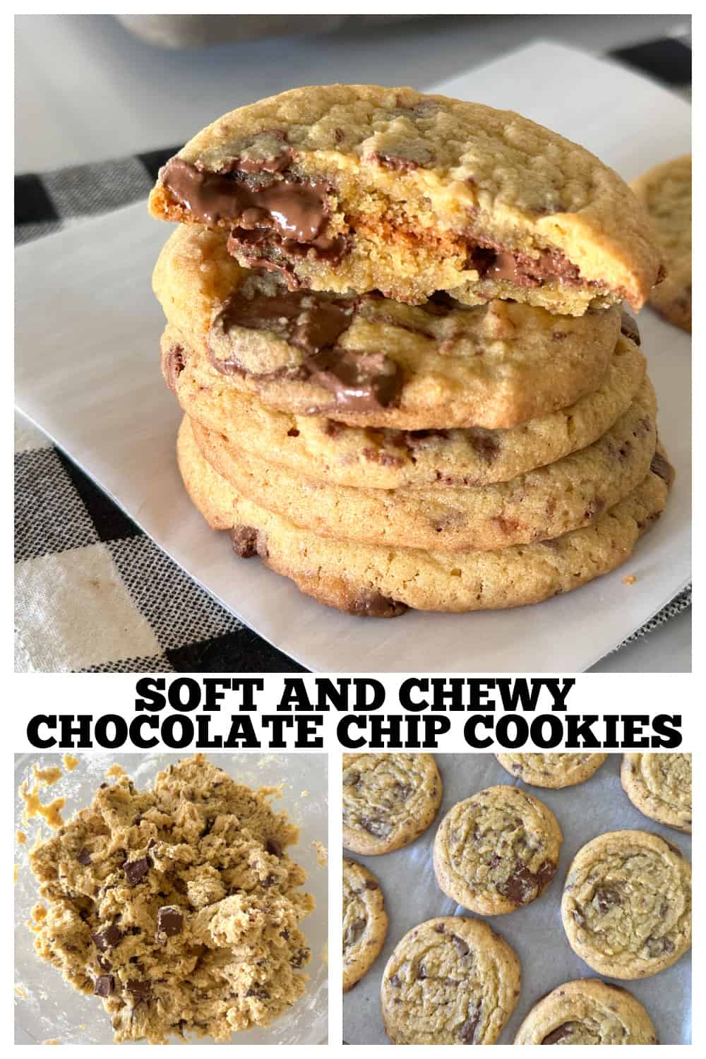 chewy chocolate chip cookies collage
