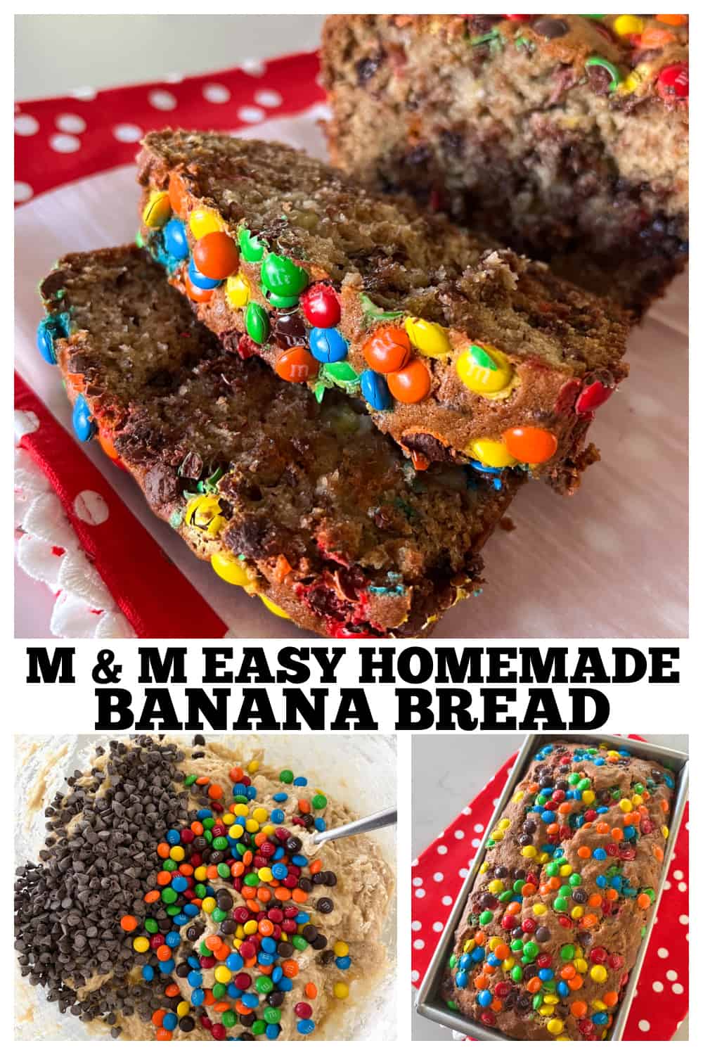 photo collage of easy banana bread recipe