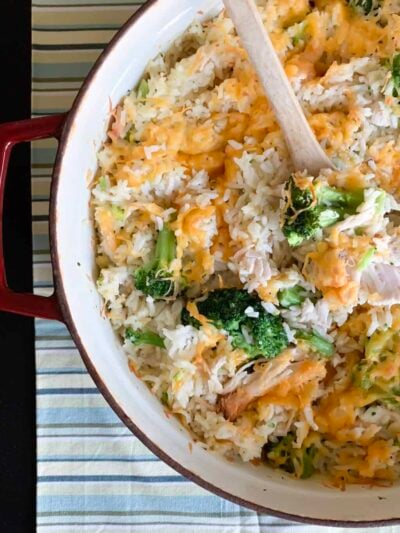 chicken broccoli casserole in serving dish