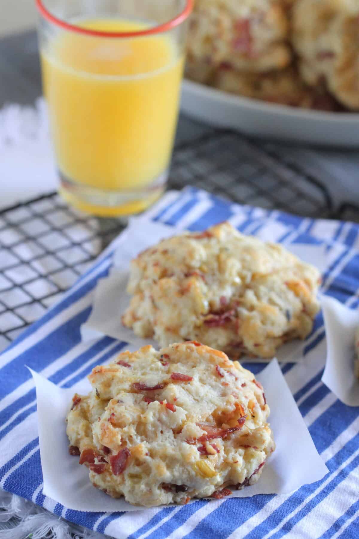 homemade biscuits on serving napkins