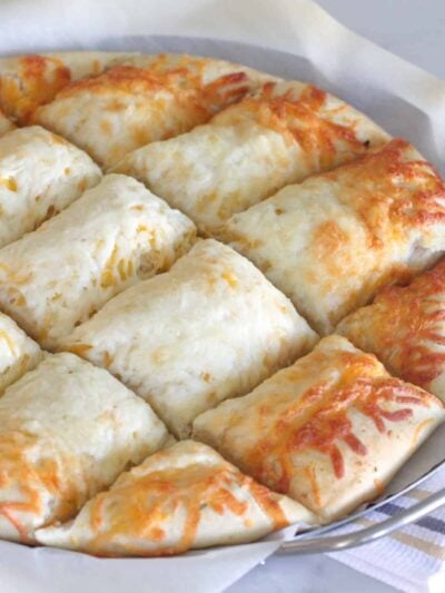 cheesy pizza bread cut into squares