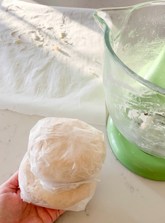 pie dough wrapped in plastic wrap