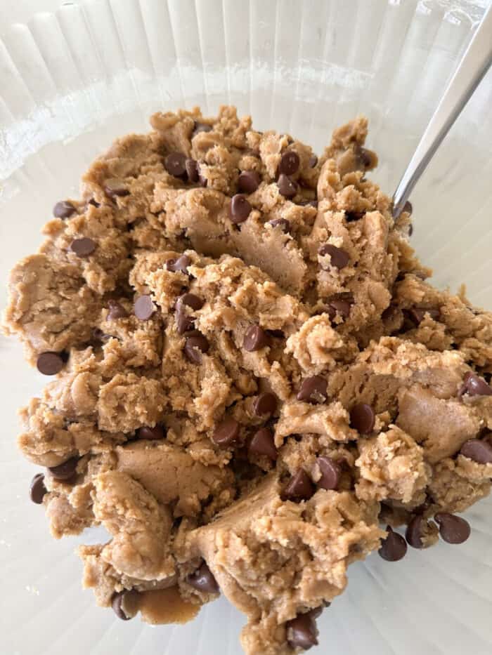pumpkin spice cookie dough in mixing bowl