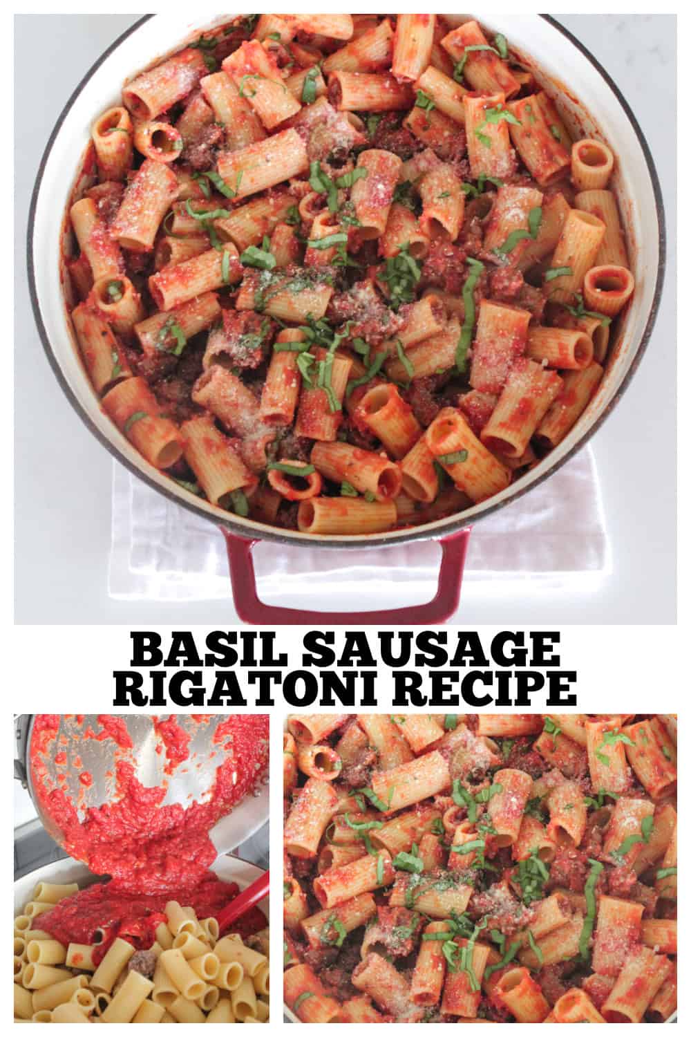 photo collage of rigatoni recipe