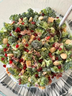 broccoli crunch salad in serving bowl