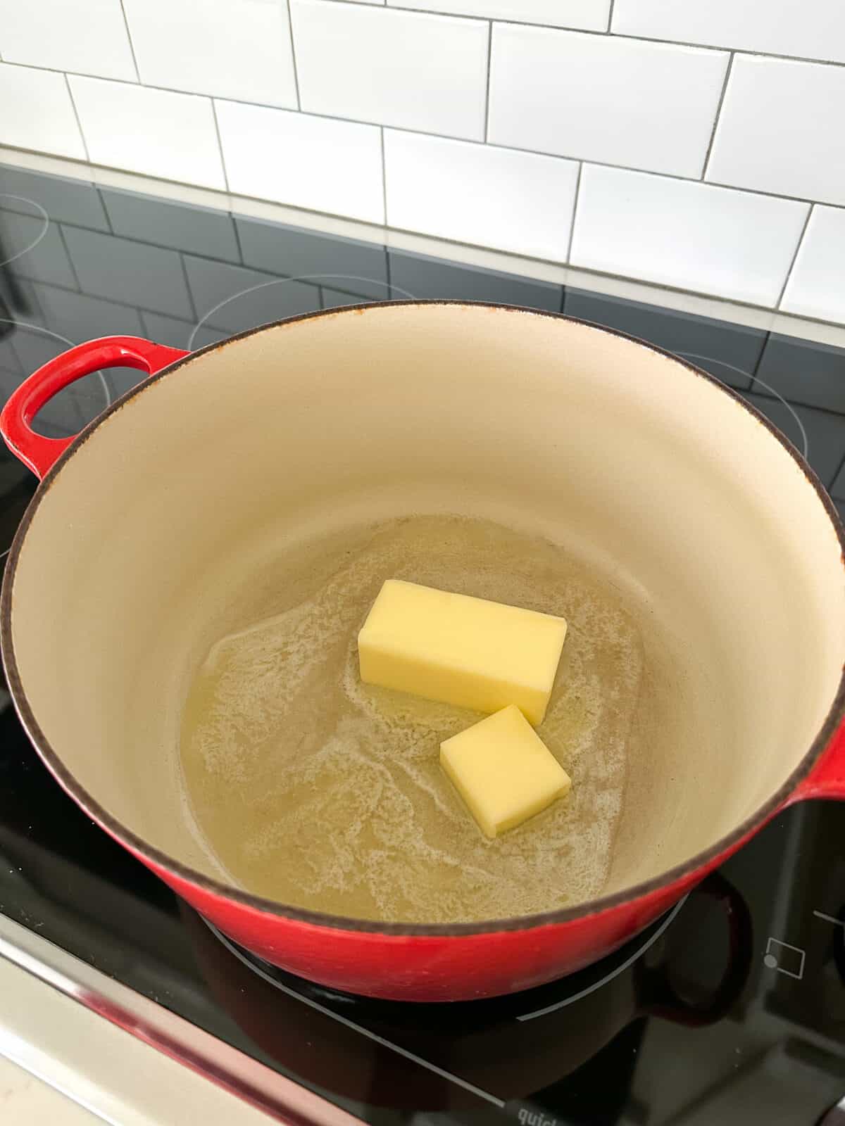 melting butter in a large pot