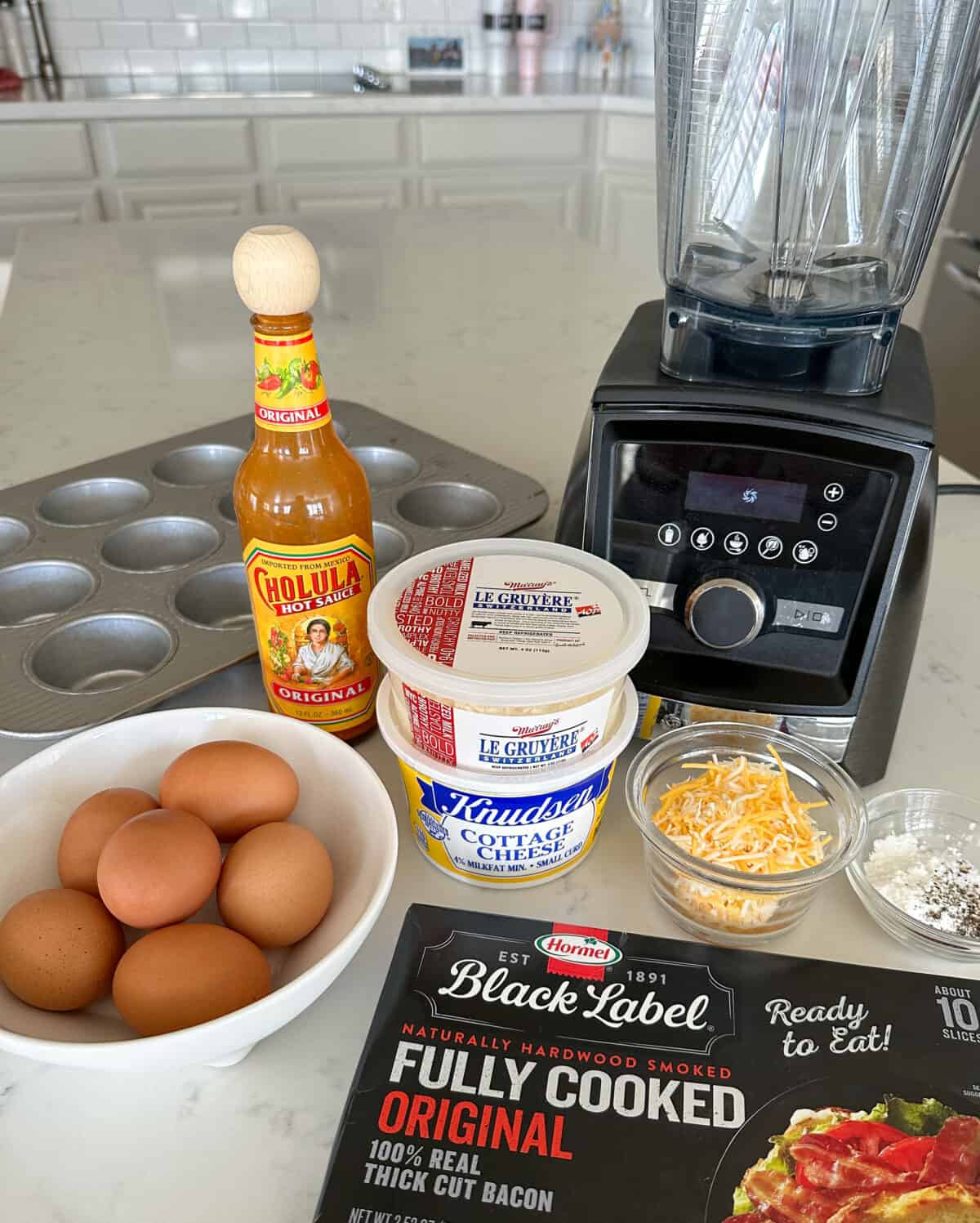 ingredients for egg bites recipe on counter