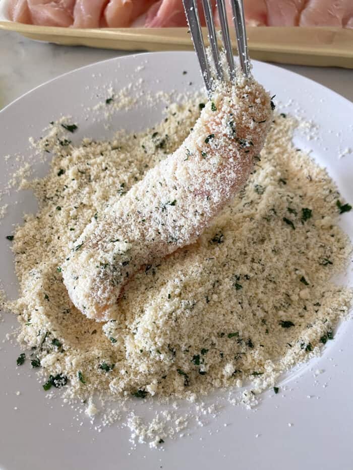 chicken tender dipped in parmesan ranch mixture