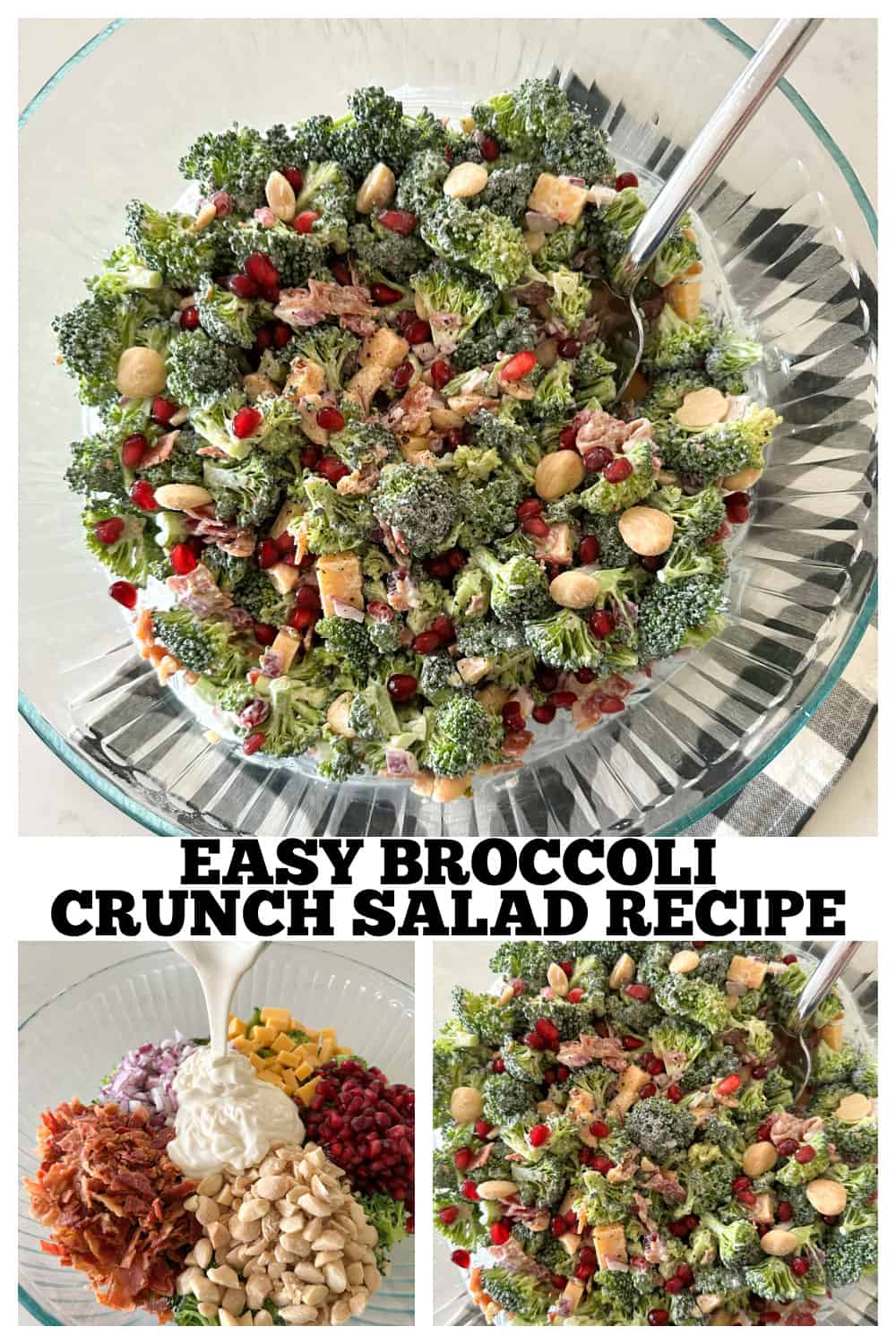 photo collage of broccoli crunch salad