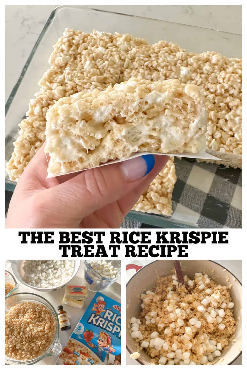 photo collage of rice krispie treat recipe