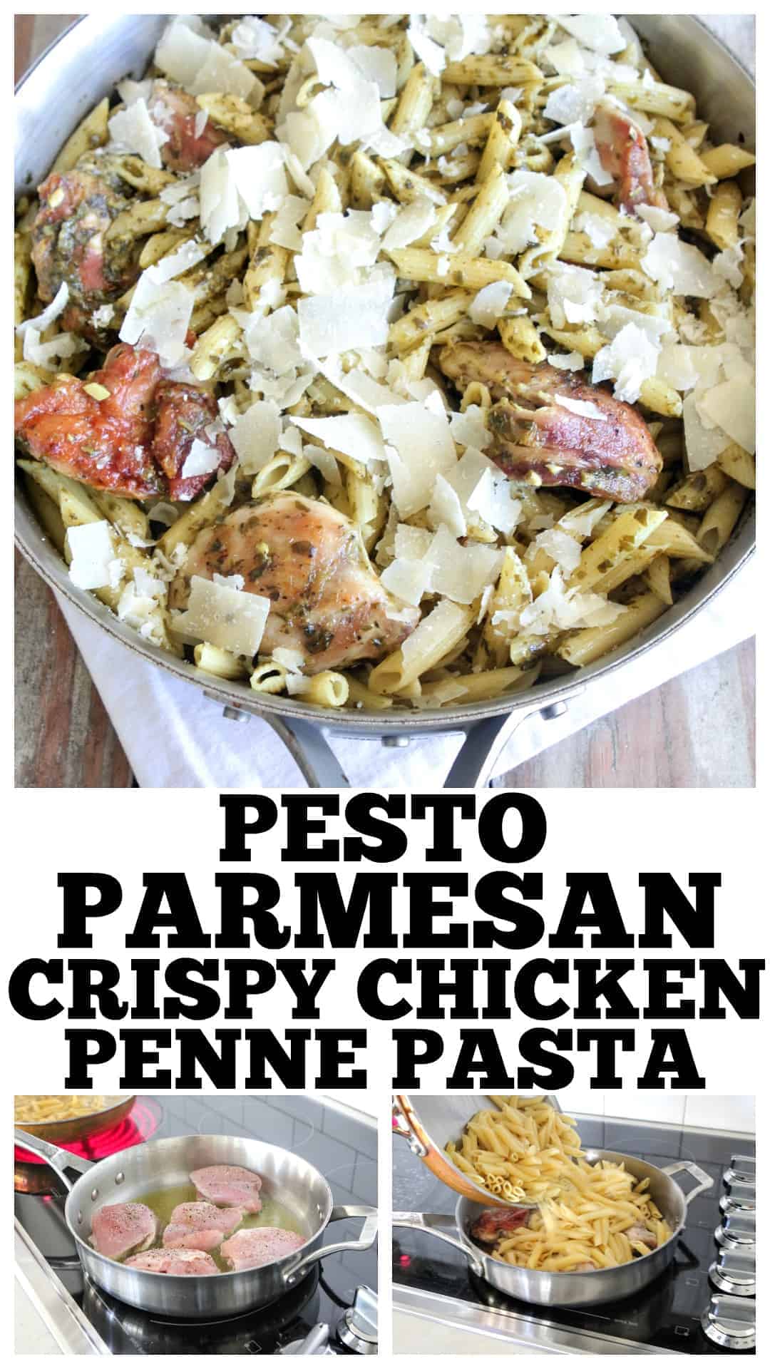 Pesto Parmesan Crispy Chicken Penne