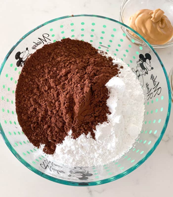 dry ingredients in mixing bowl for flourless cookies