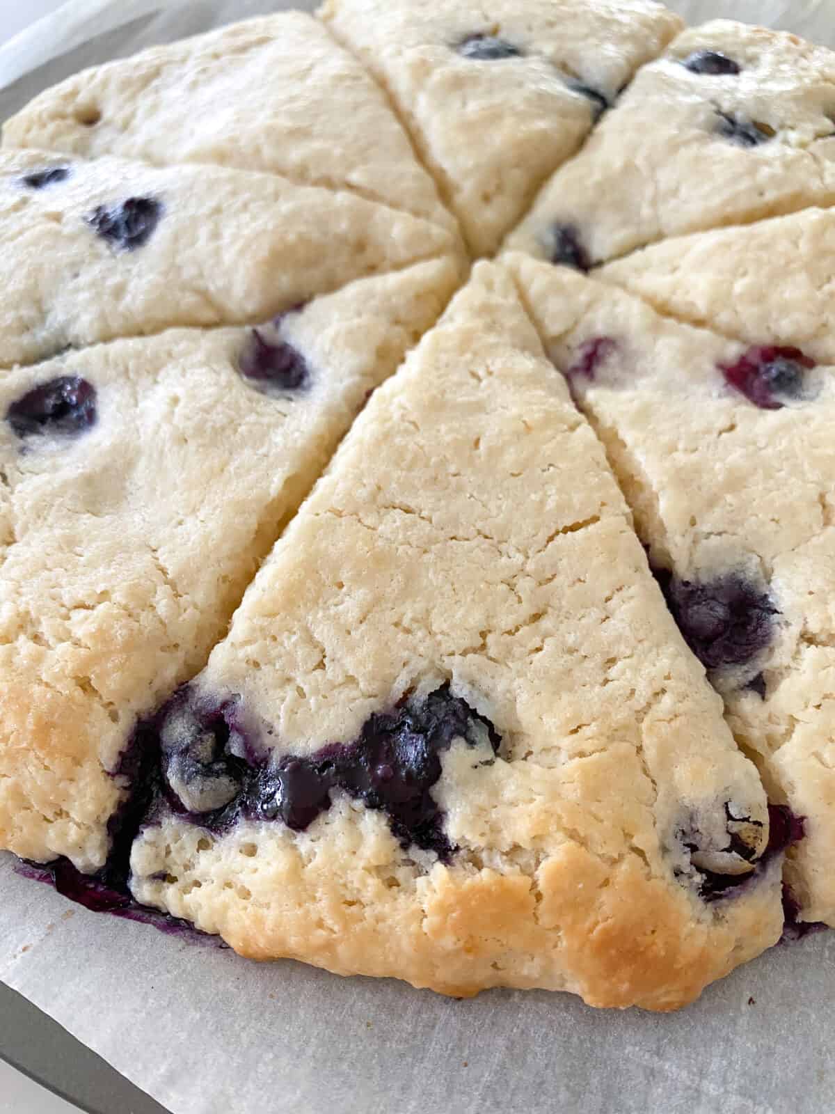 blueberry scones baked on pan