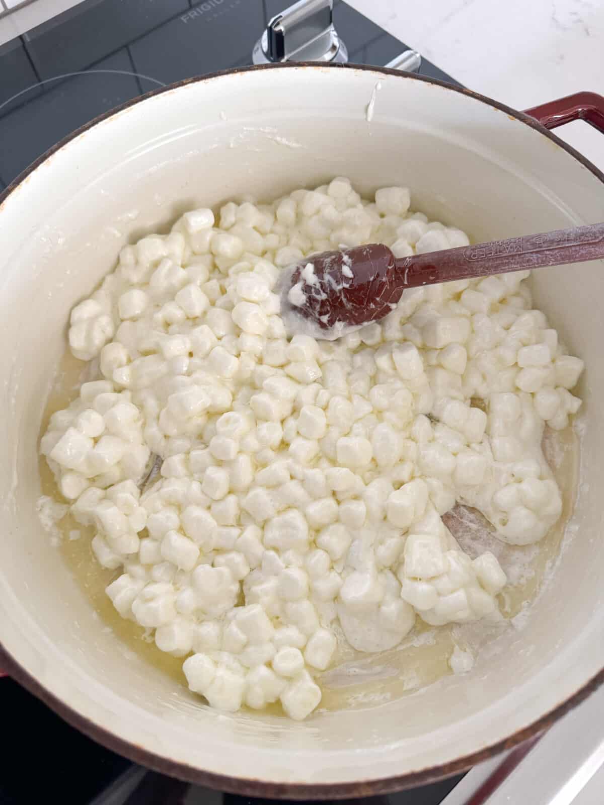 marshmallows melting in large pot