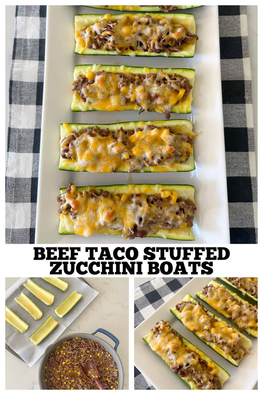 photo collage of zucchini boats recipe