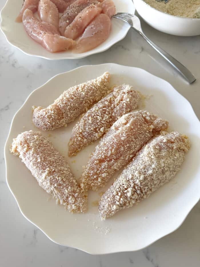 chicken tenders rolled in panko and parmesan