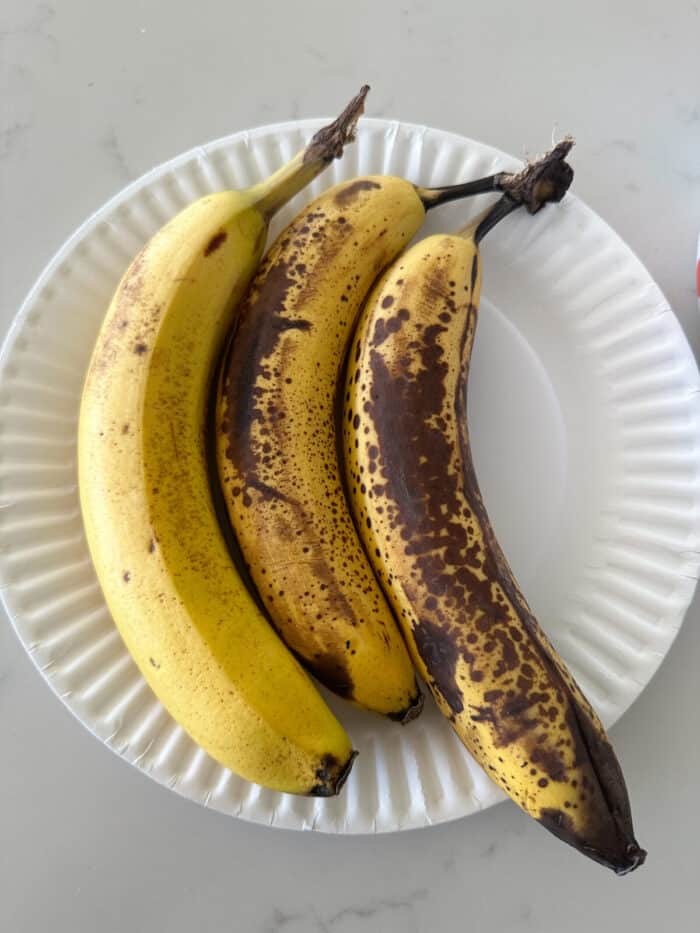 banana bread bananas on paper plate