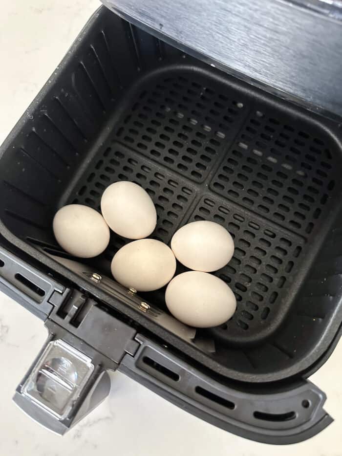 eggs in basket of air fryer