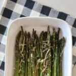 air fryer asparagus on serving tray