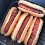 hot dogs in buns inside air fryer