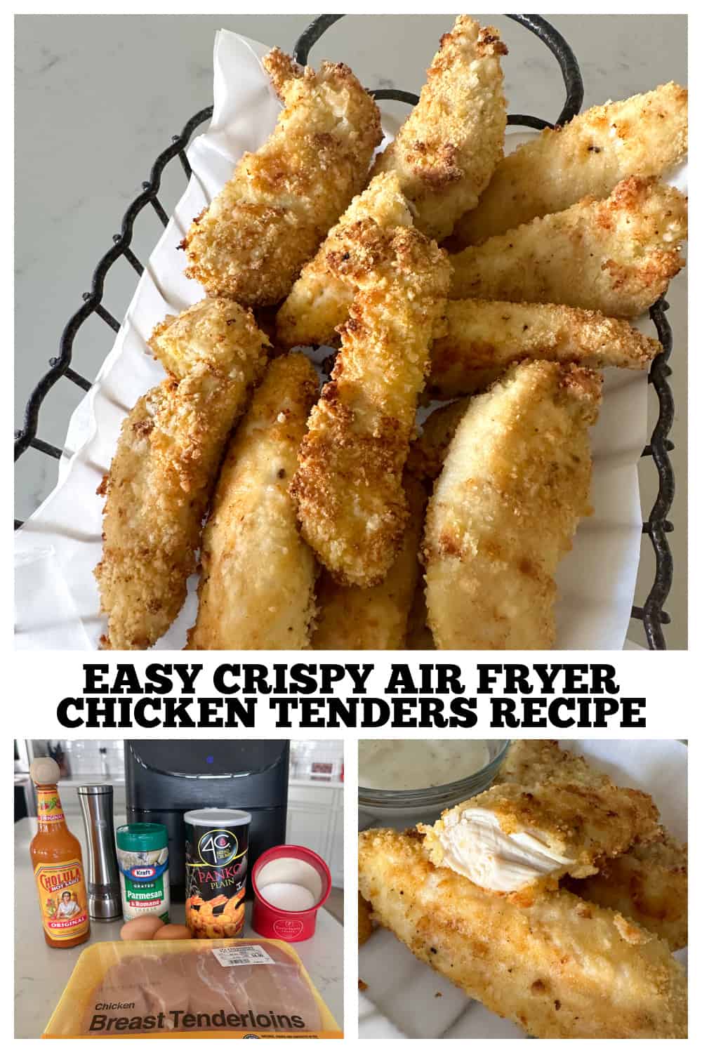 photo collage of air fryer chicken tenders
