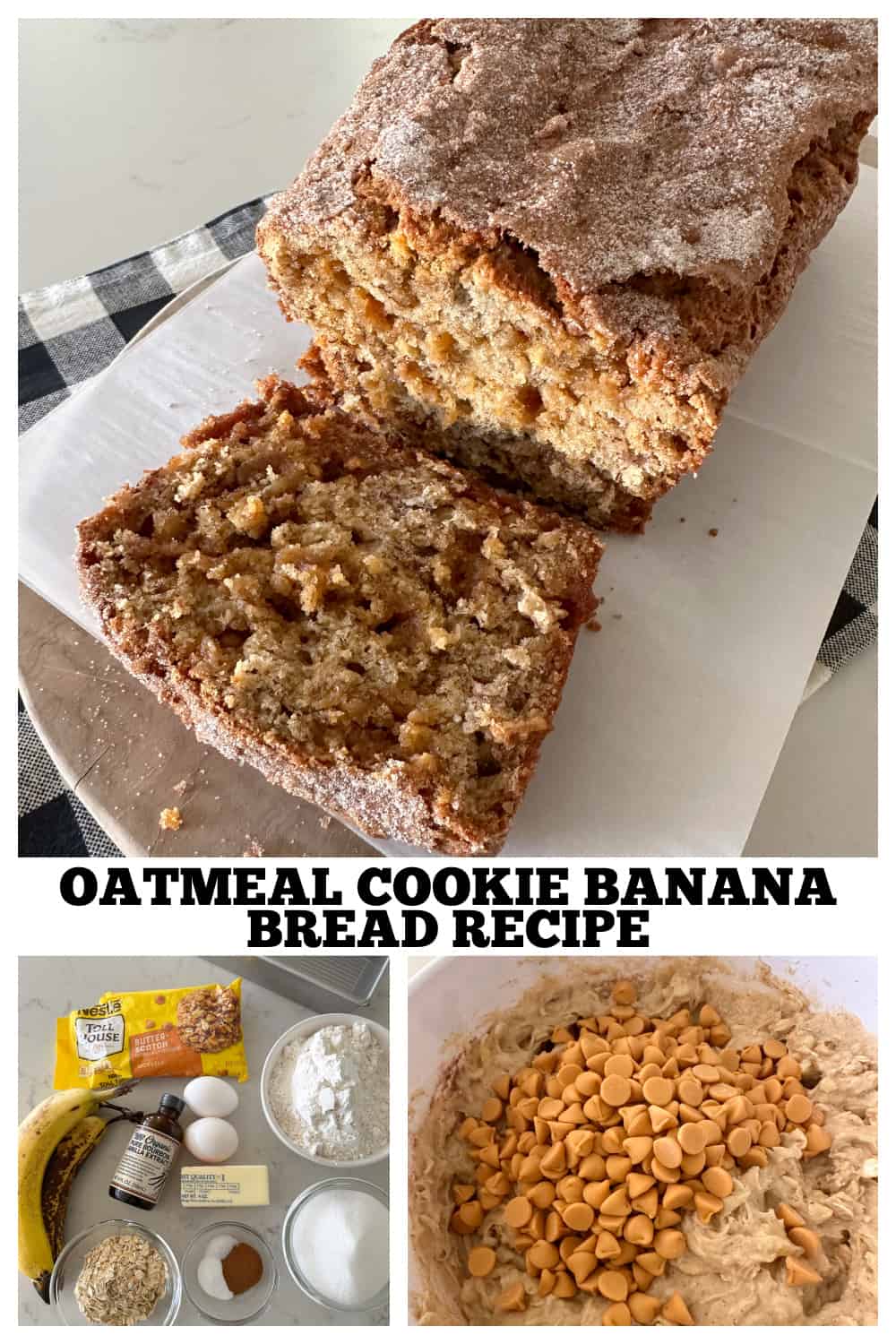photo collage oatmeal banana bread recipe