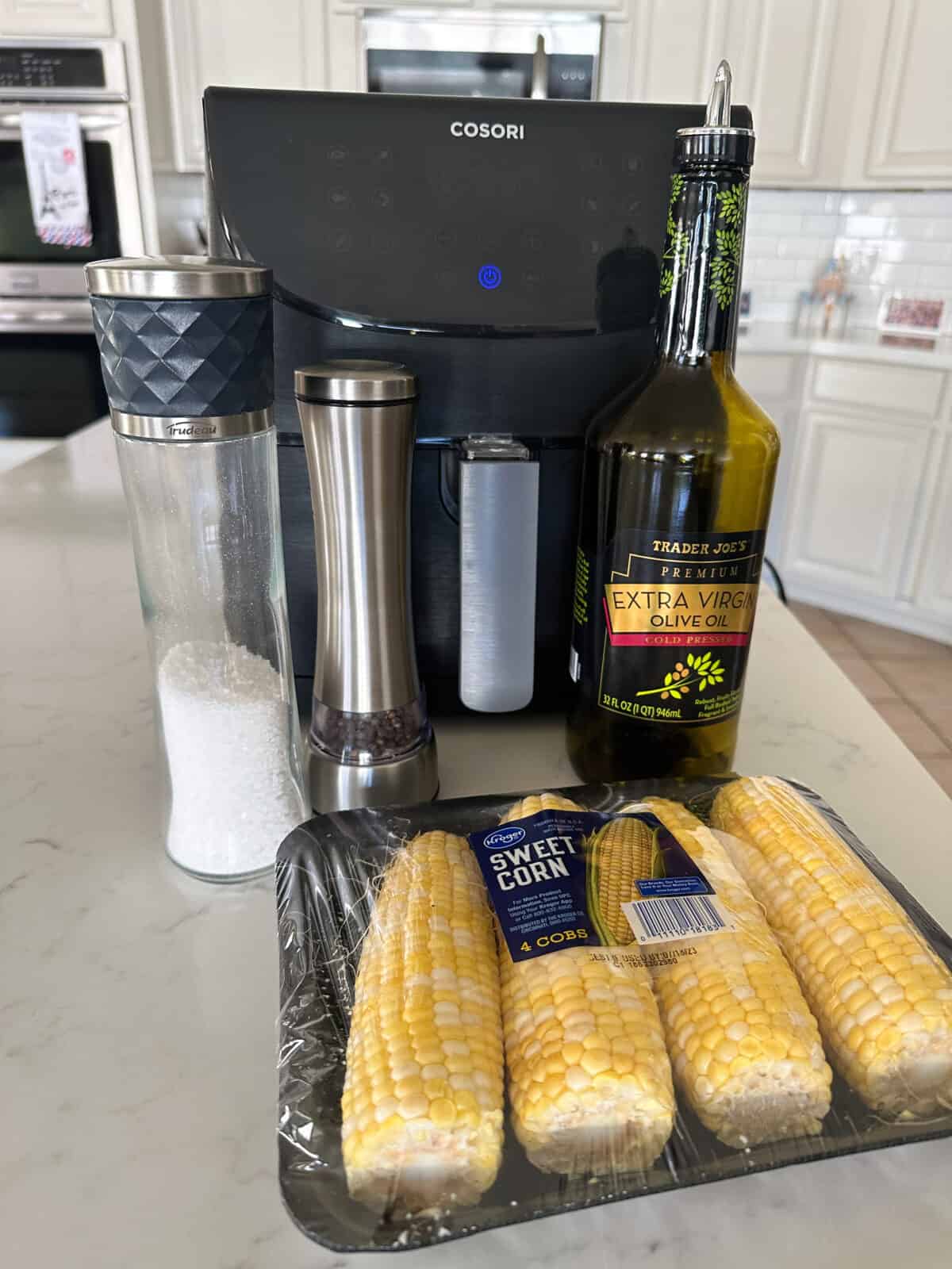 air fryer corn on the cob ingredients on counter