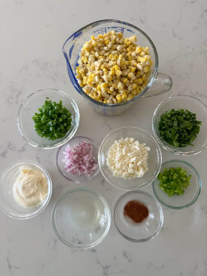 mexican street corn ingredients on counter