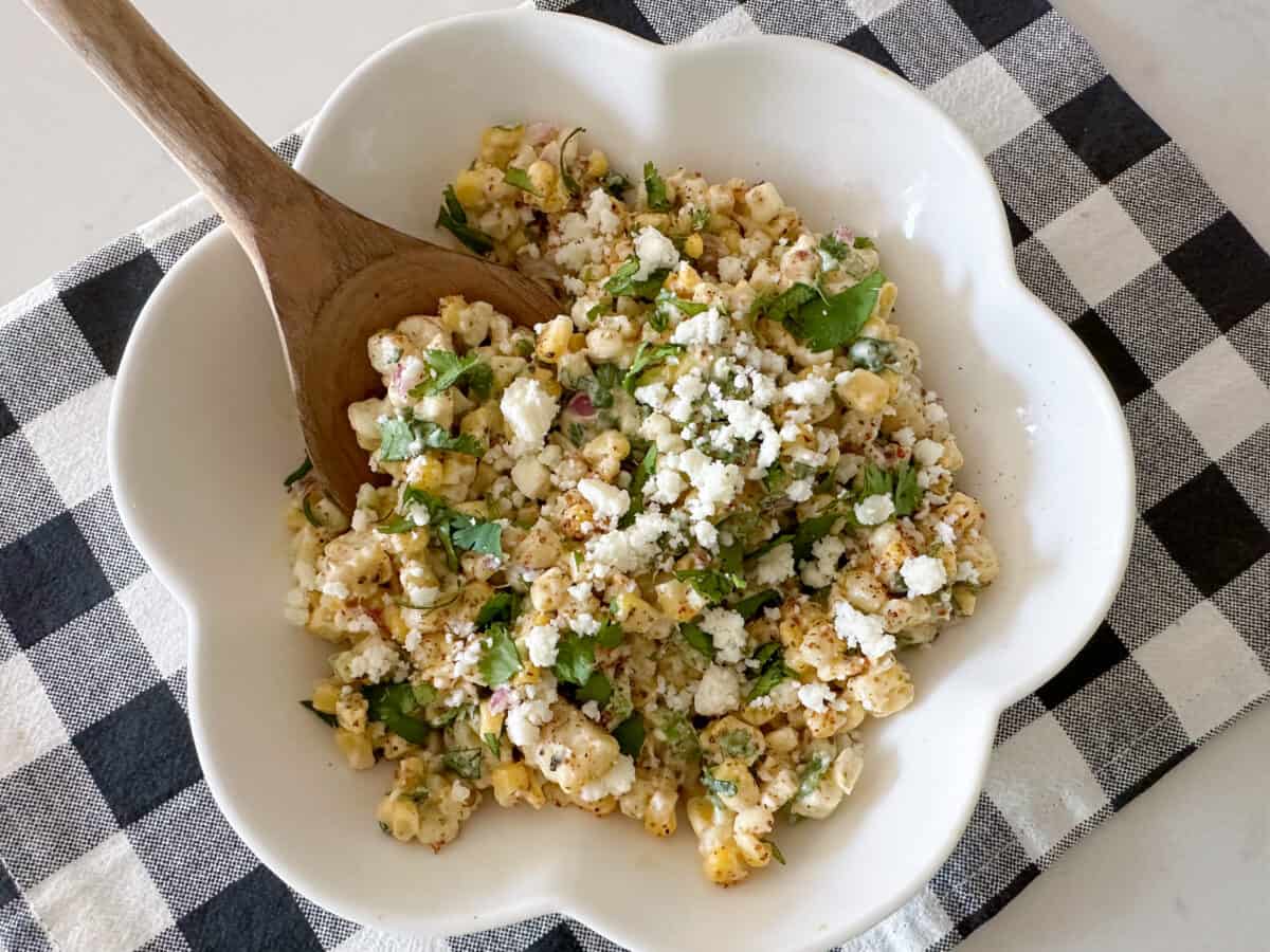 mexican street corn salad in serving bowl
