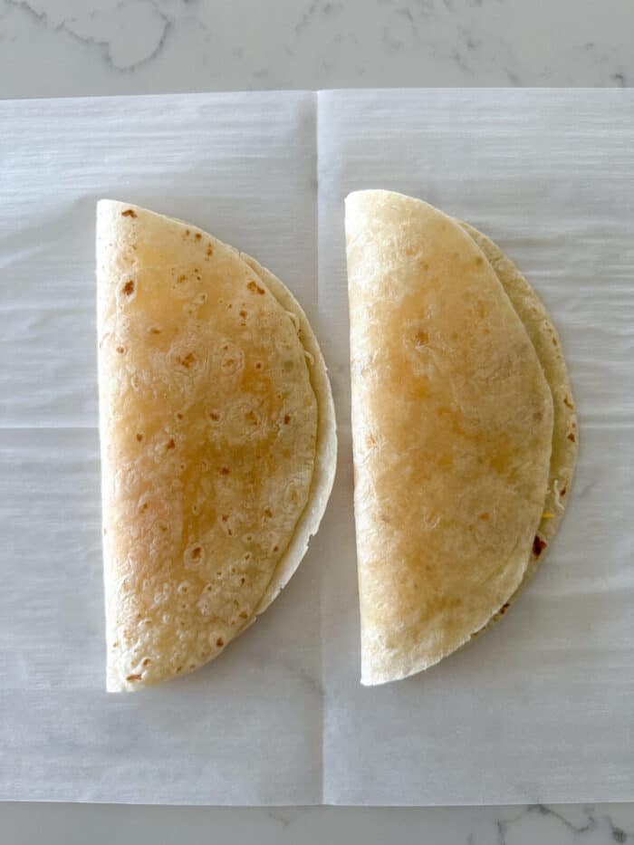 cheese inside tortillas folded over