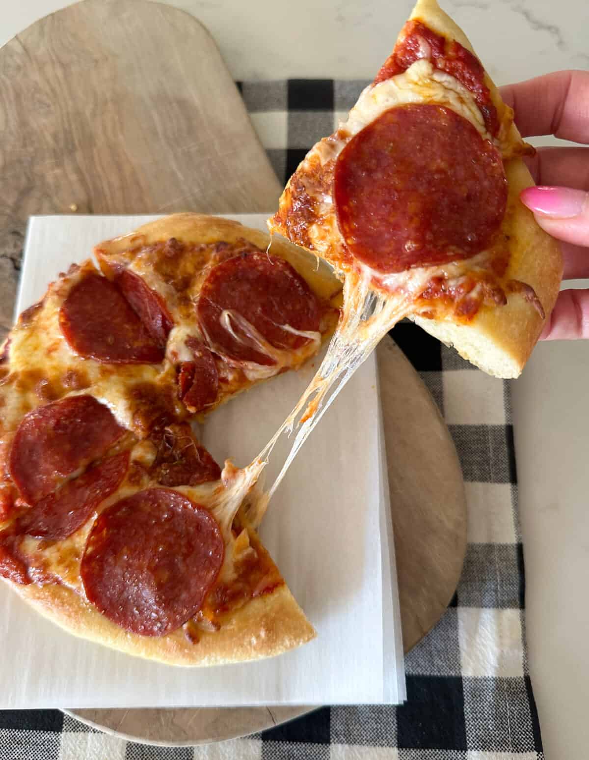 pizza slice cheese pull