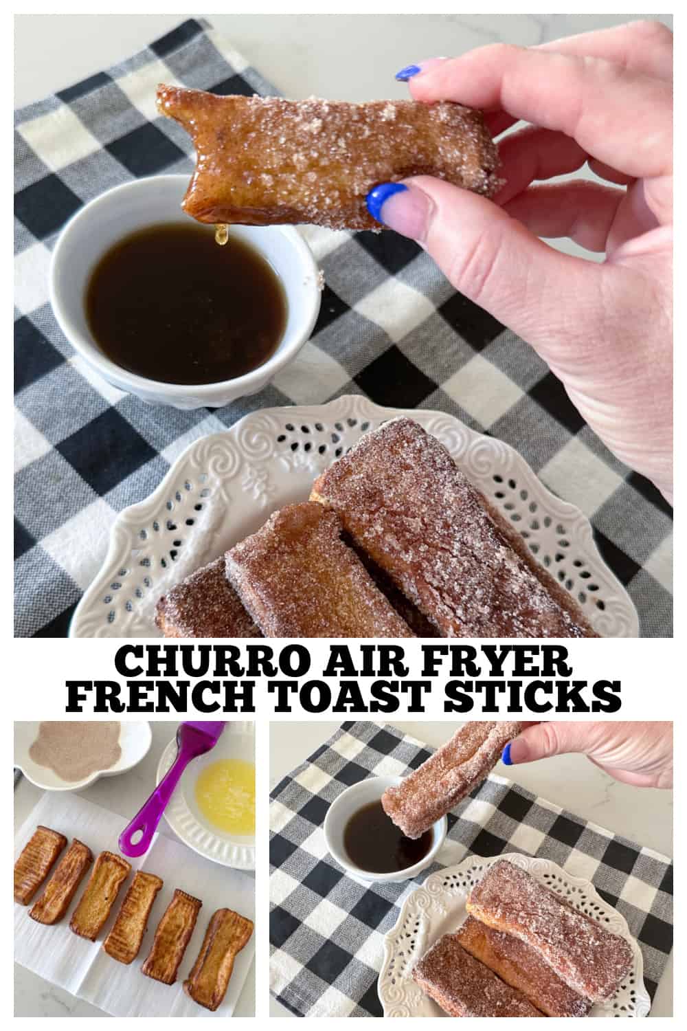 photo collage of air fryer french toast