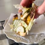 smashburger taco in hand