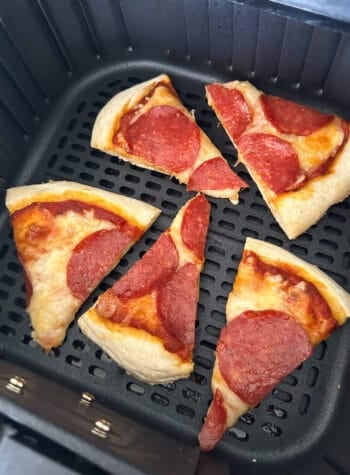 pizza inside air fryer basket