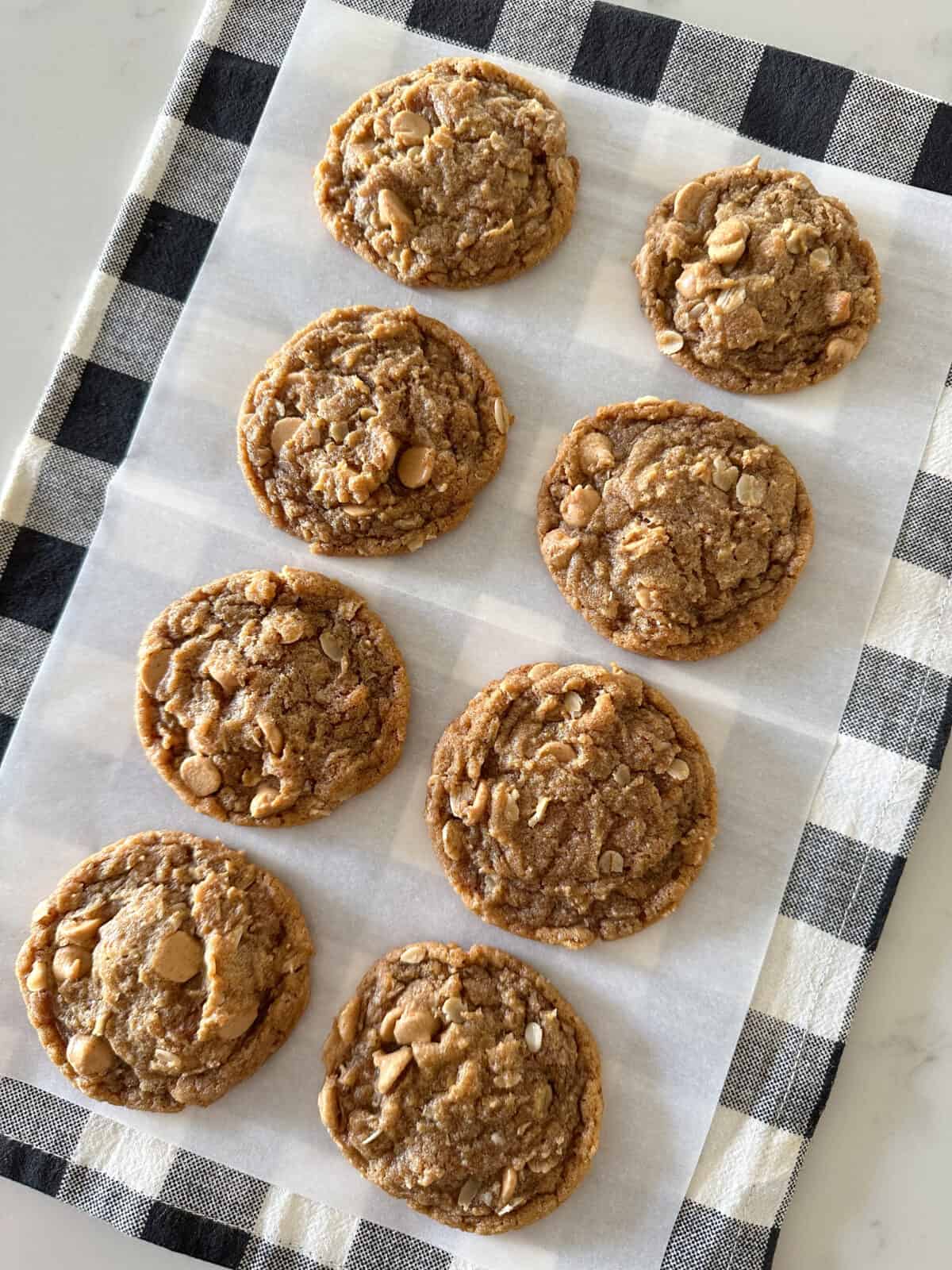 baked flourless peanut butter cookies on parchment