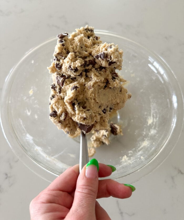 cookie dough on a spoon