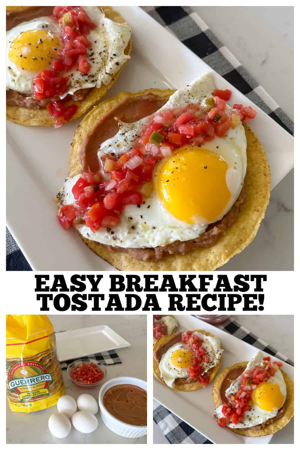 photo collage of breakfast tostada recipe