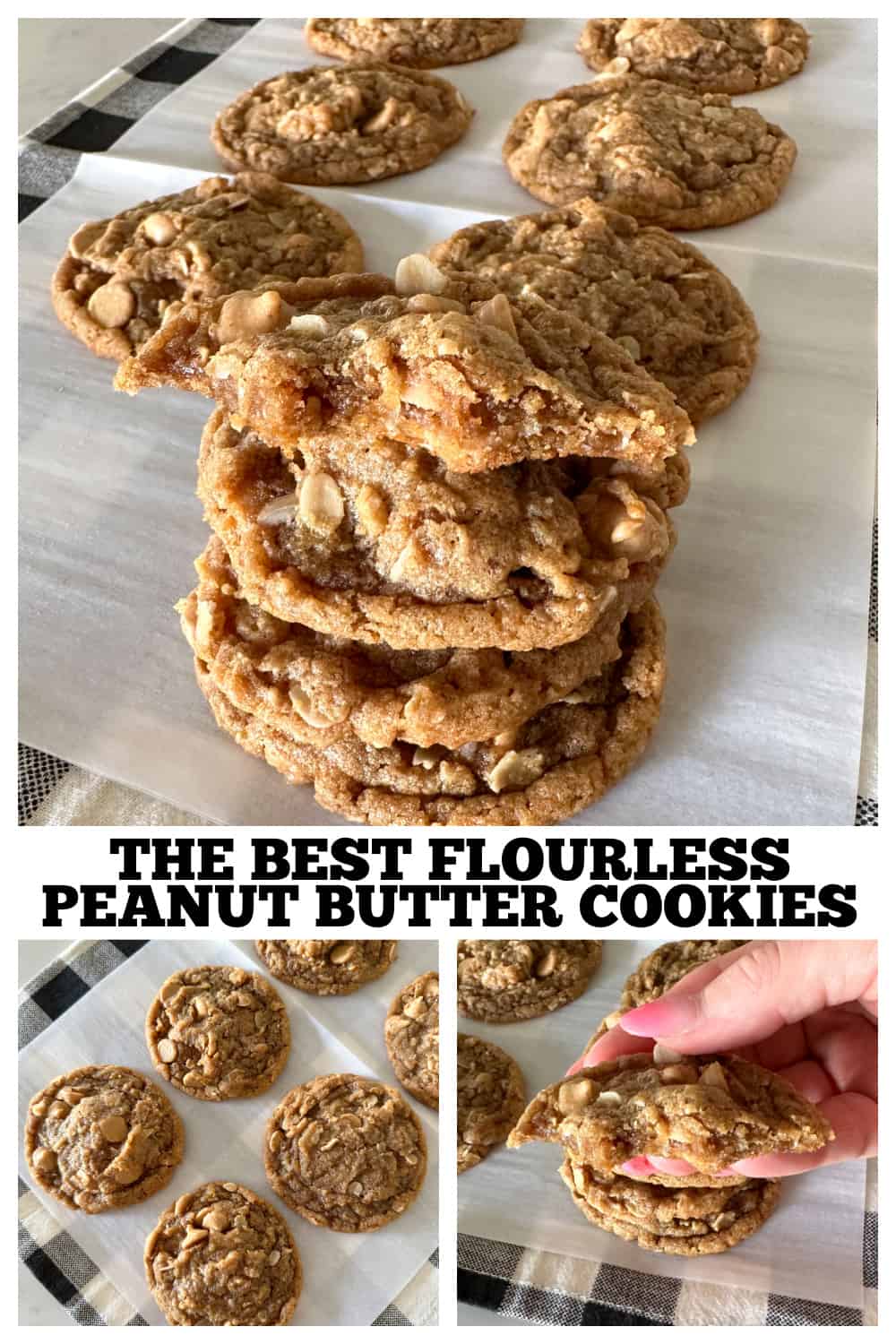photo collage of flourless peanut butter cookies
