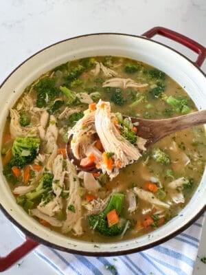 chicken vegetable soup recipe in soup pan