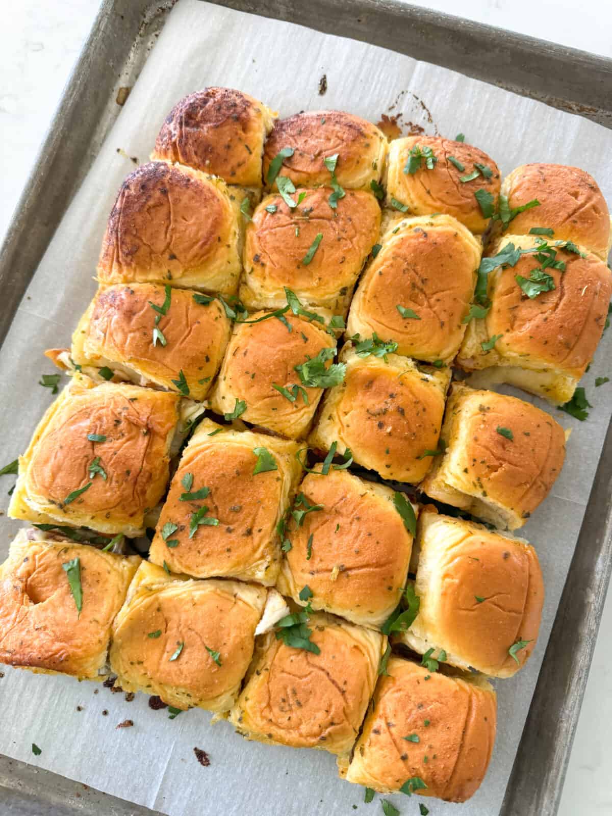 cilantro added to top of baked sliders