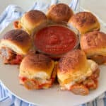 meatball sliders on serving plate