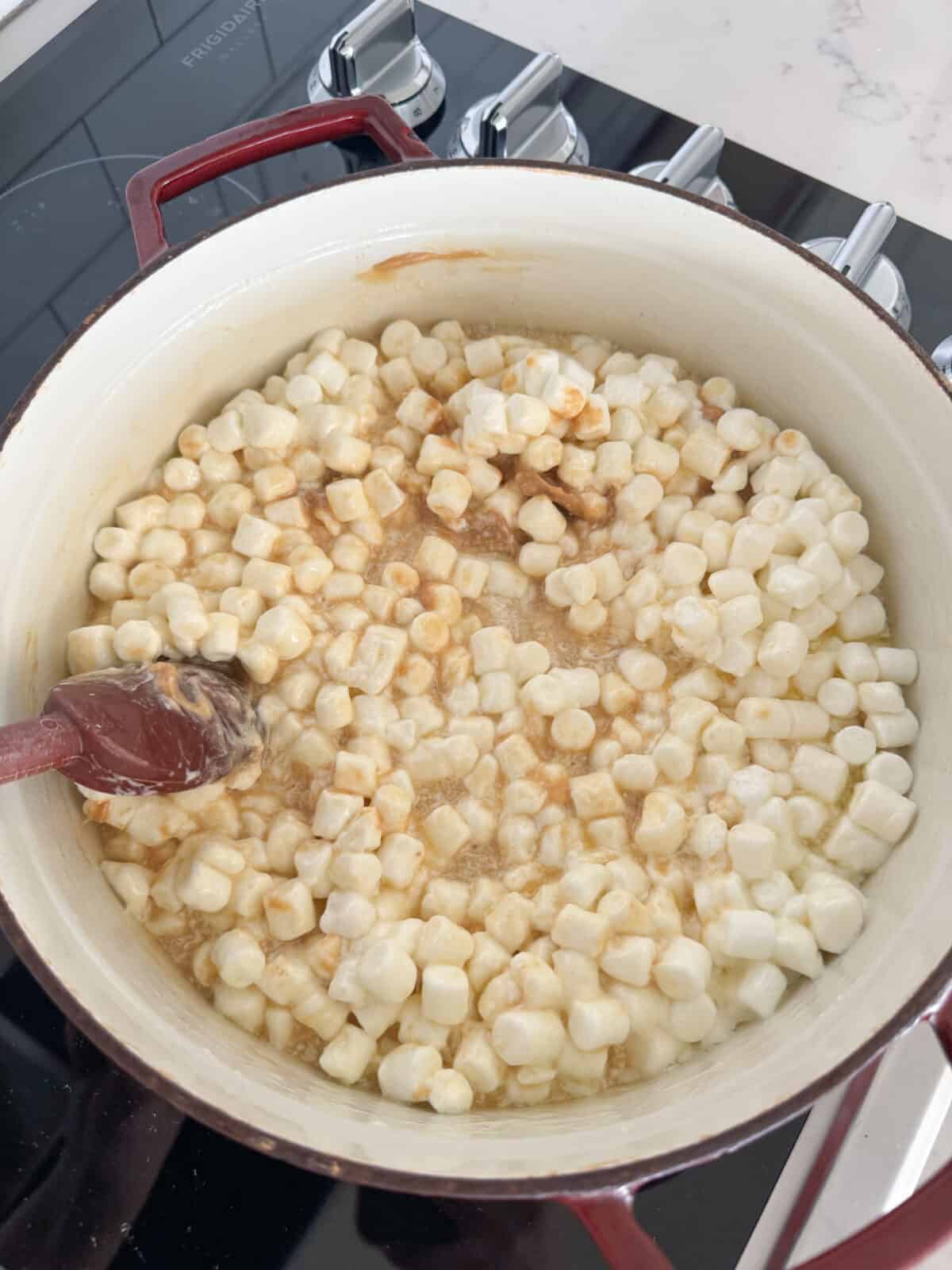 melting marshmallows in large pot