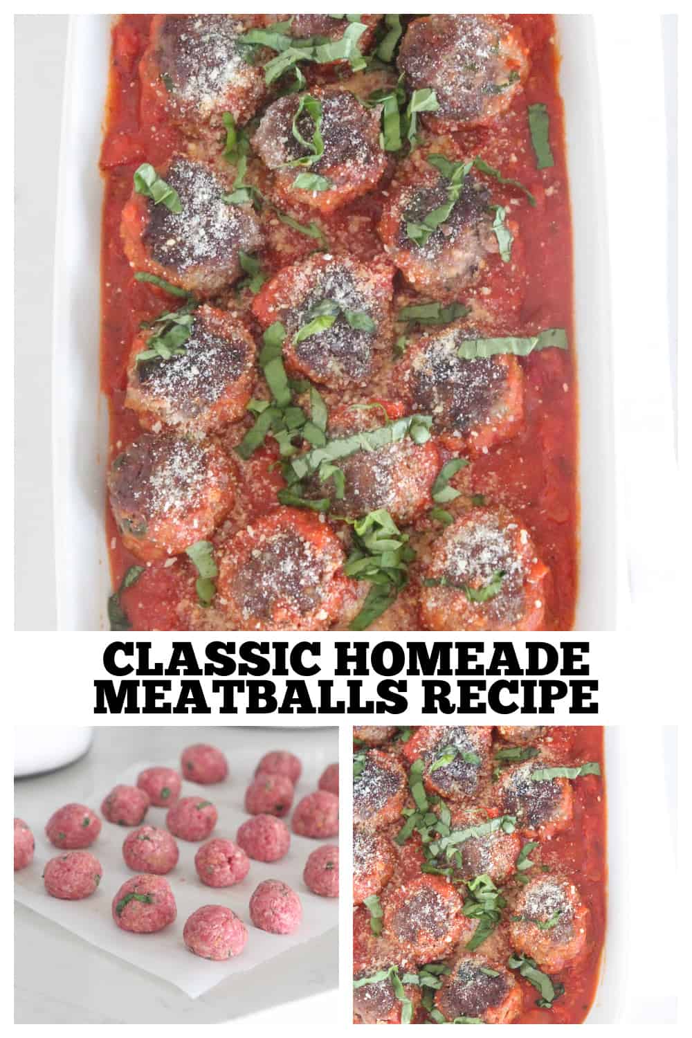 photo collage of homemade meatballs