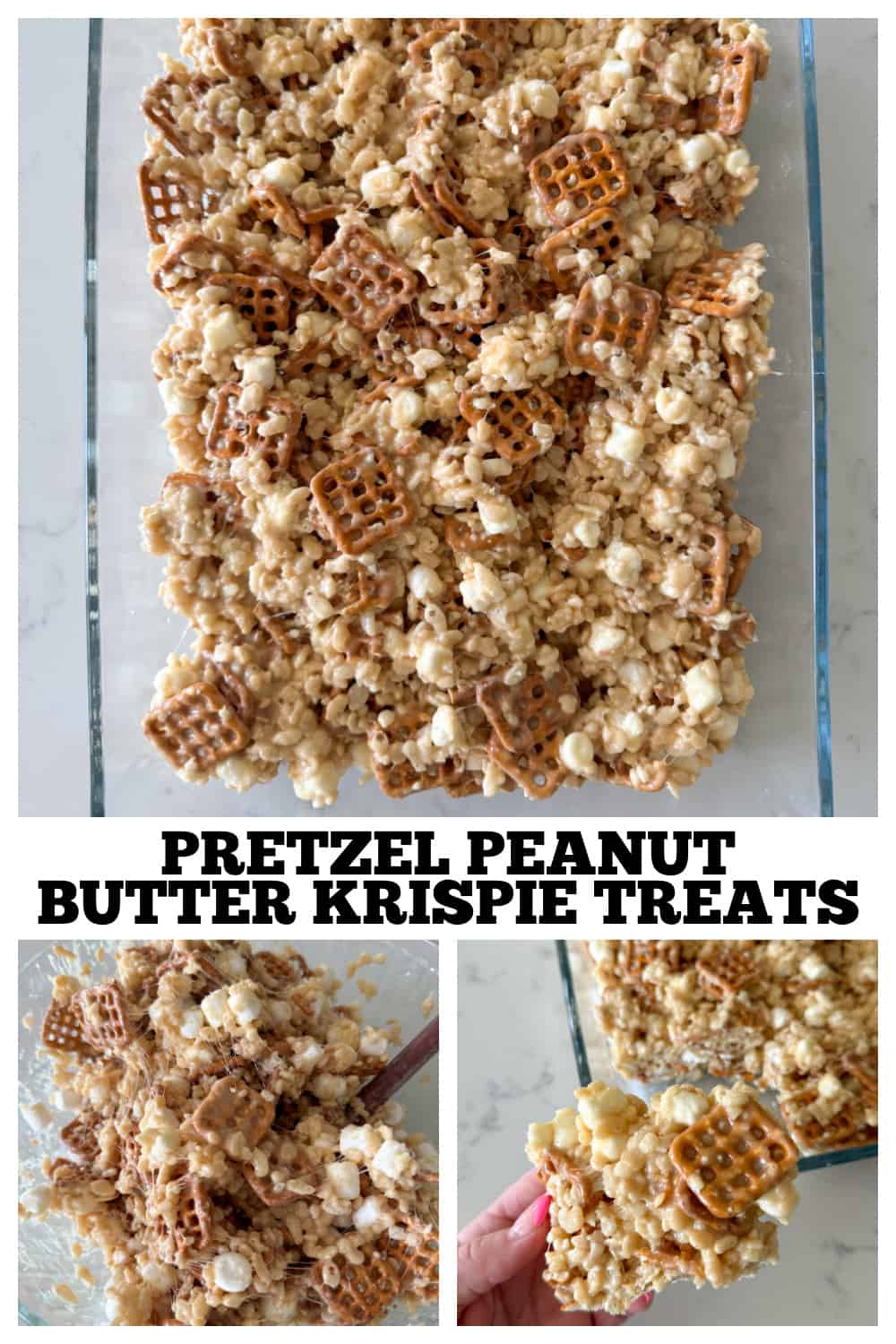 photo collage of peanut butter krispie treats