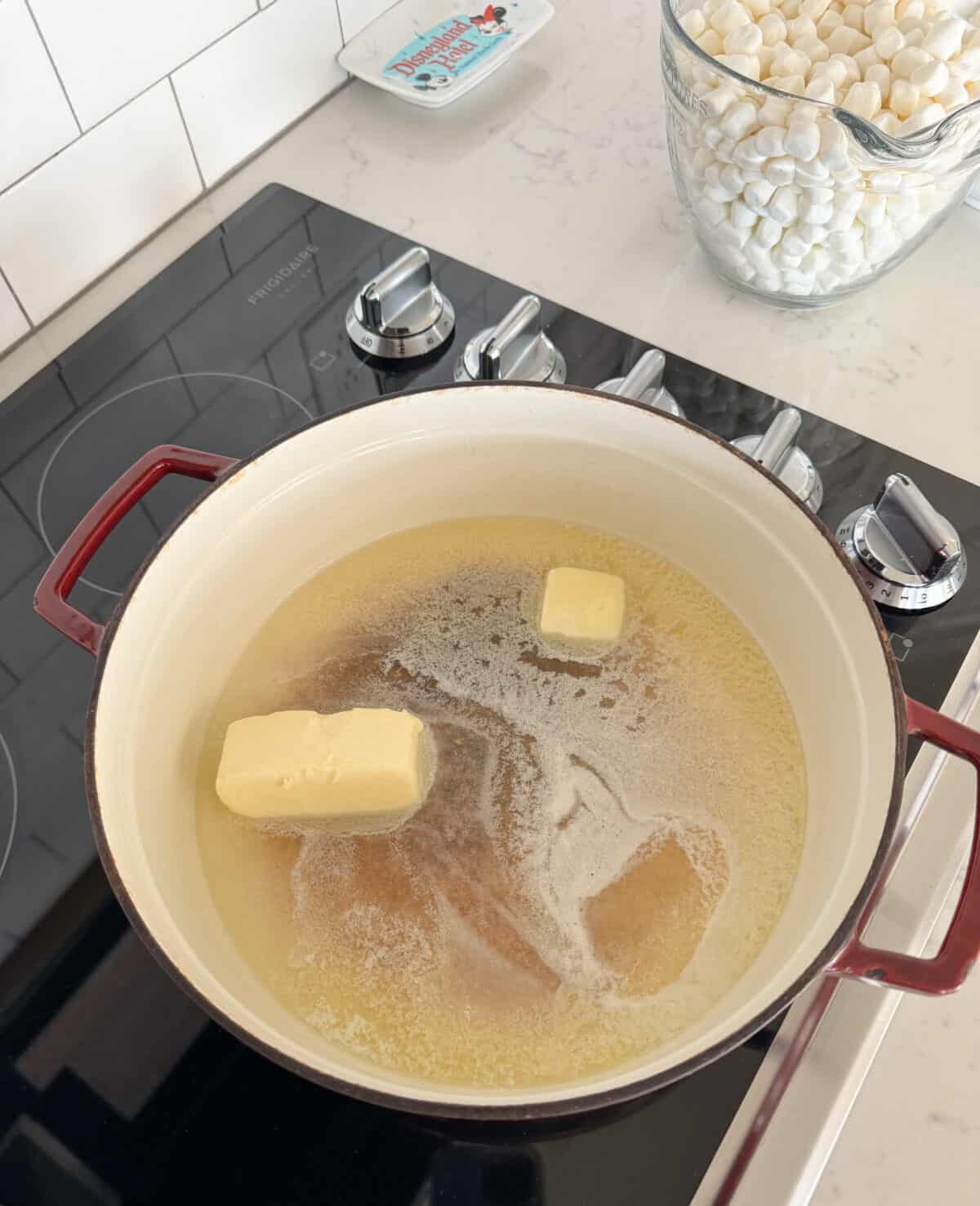 butter melting in large pot