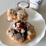 cookie croissant topped with ice cream